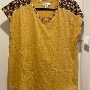 Style & Co. Mustard Yellow Blouse with Patterned Shoulders